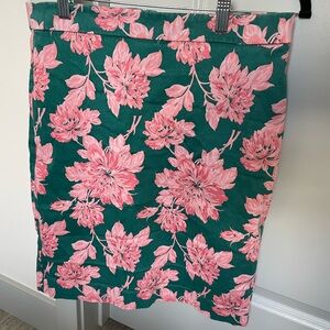 J. Crew Floral Green and Pink Women's Pencil Skirt
